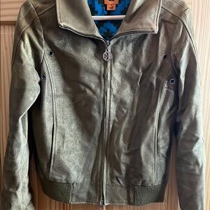 Tory Burch, vintage metallic cropped, genuine, leather coat